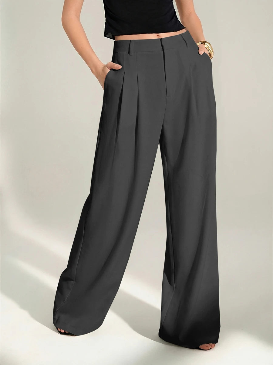 High Waist Pleated Wide Leg Pants