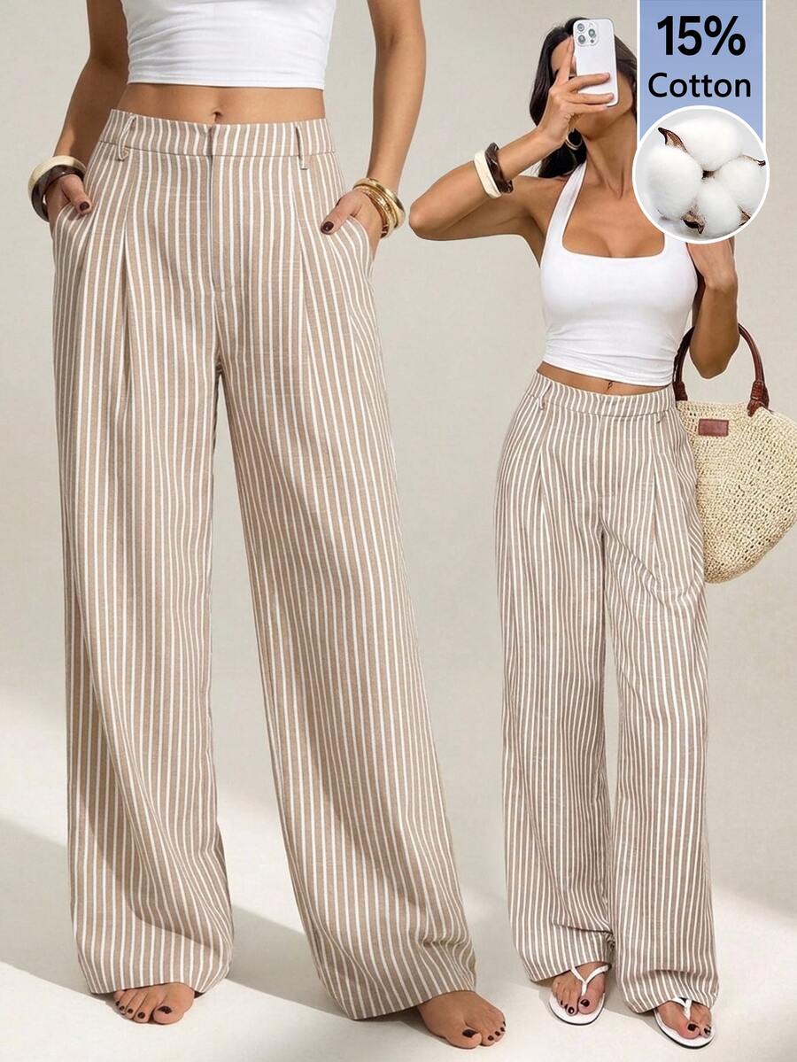 High Waist Pleated Wide Leg Pants