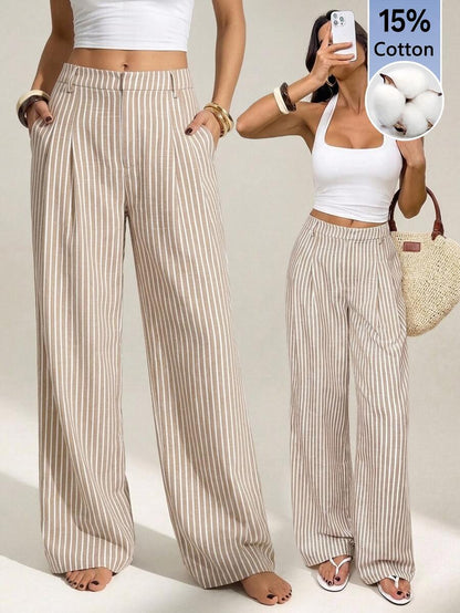 High Waist Pleated Wide Leg Pants