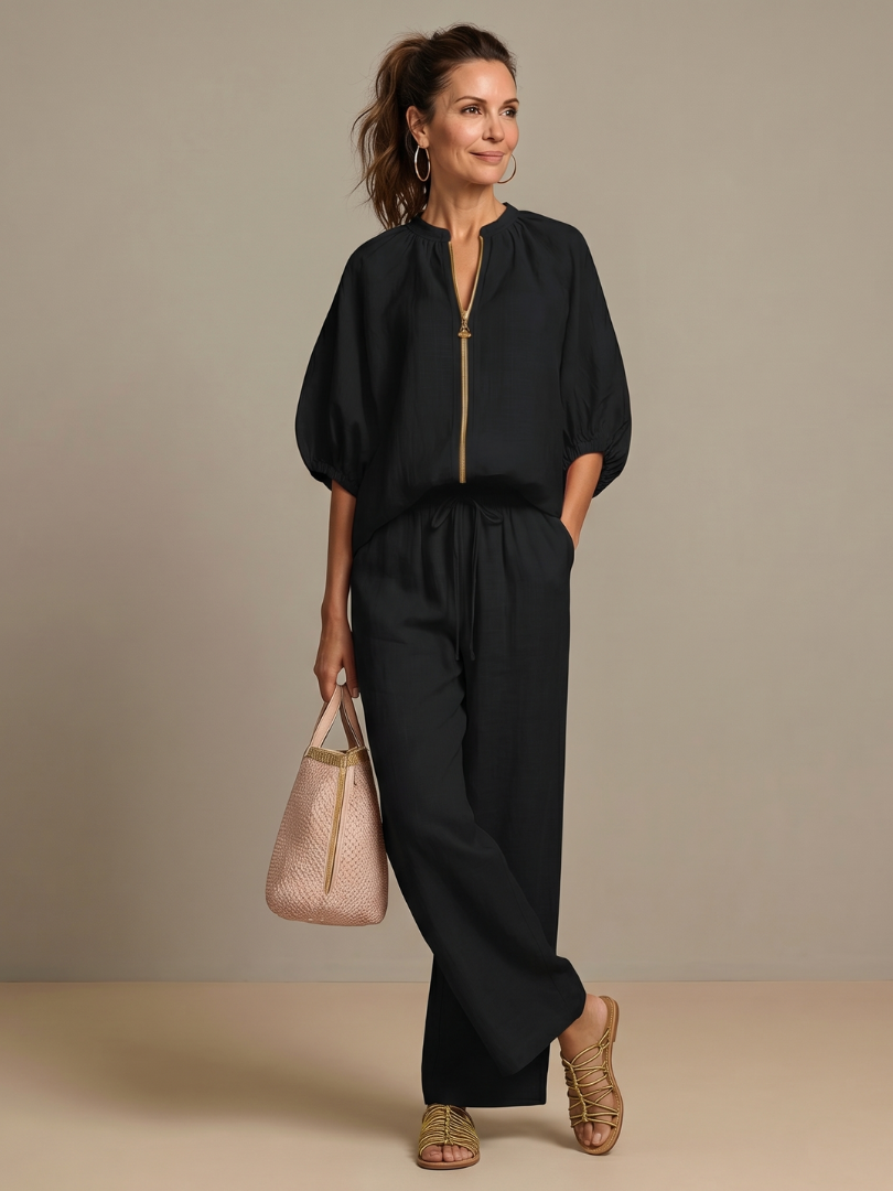 Stella | Casual Zip Blouson Top