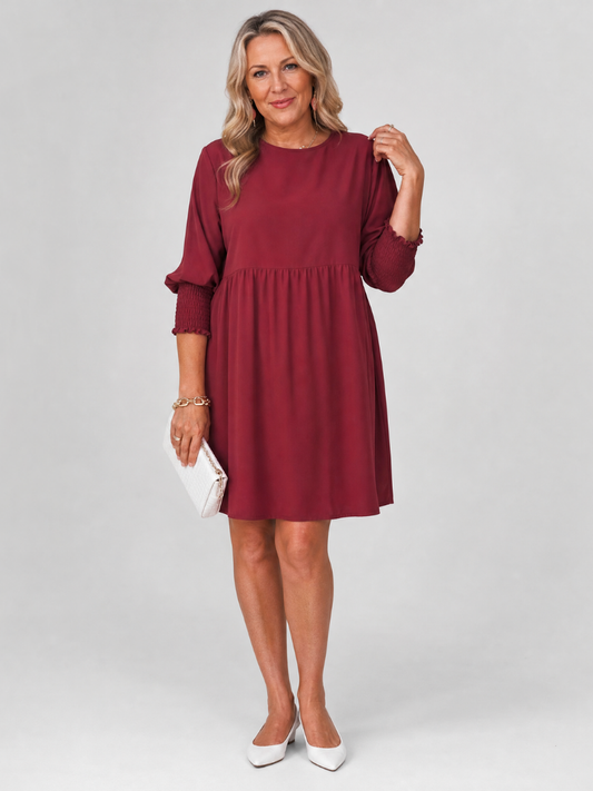 Corinne | Long Sleeve Smocked Cuffs Mini Dress