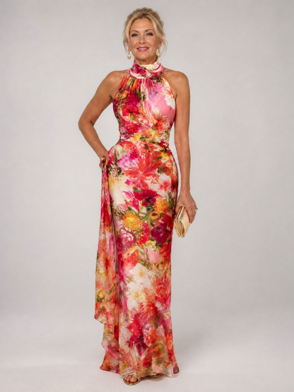 Elissa | Halter Neck Floral Maxi Dress