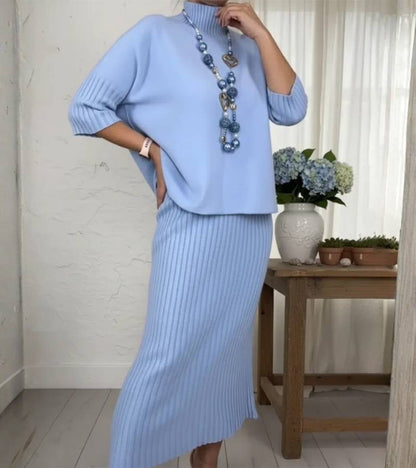 Debora | Ribbed Midi Skirt Knit Set