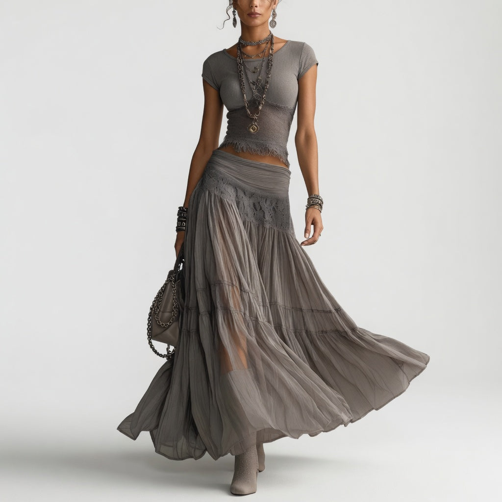 Delphine | Elegant Flowing Gray Ensemble