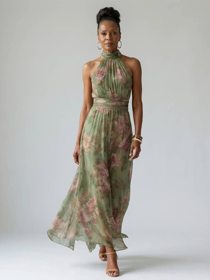 Paisley | Floral Halter Midi Dress