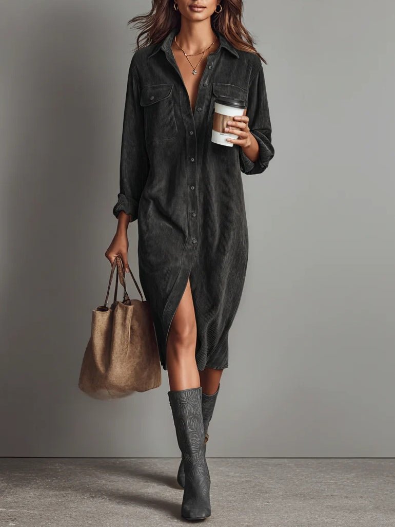 Evelyn | Relaxed Corduroy Midi Dress
