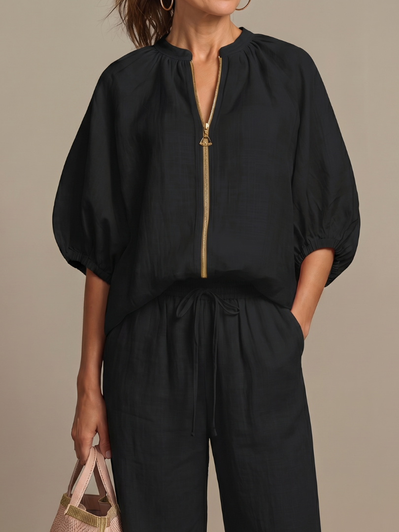 Stella | Casual Zip Blouson Top