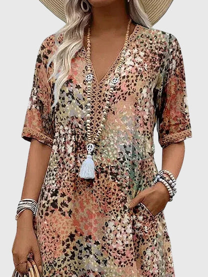 Yvonna™-| Elegant Floral Midi Dress
