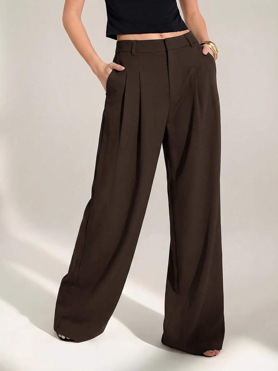 High Waist Pleated Wide Leg Pants