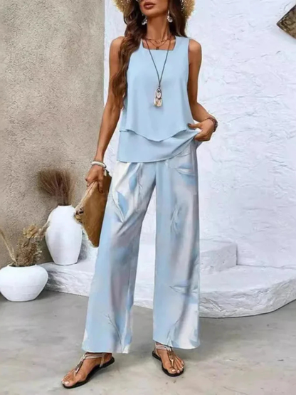 Ovelynra™ | Sleeveless Blouse & Wide-Leg Trousers