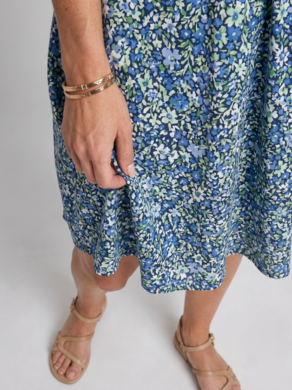 Meraki | Short Sleeve Tropical Print Knee Length Dress