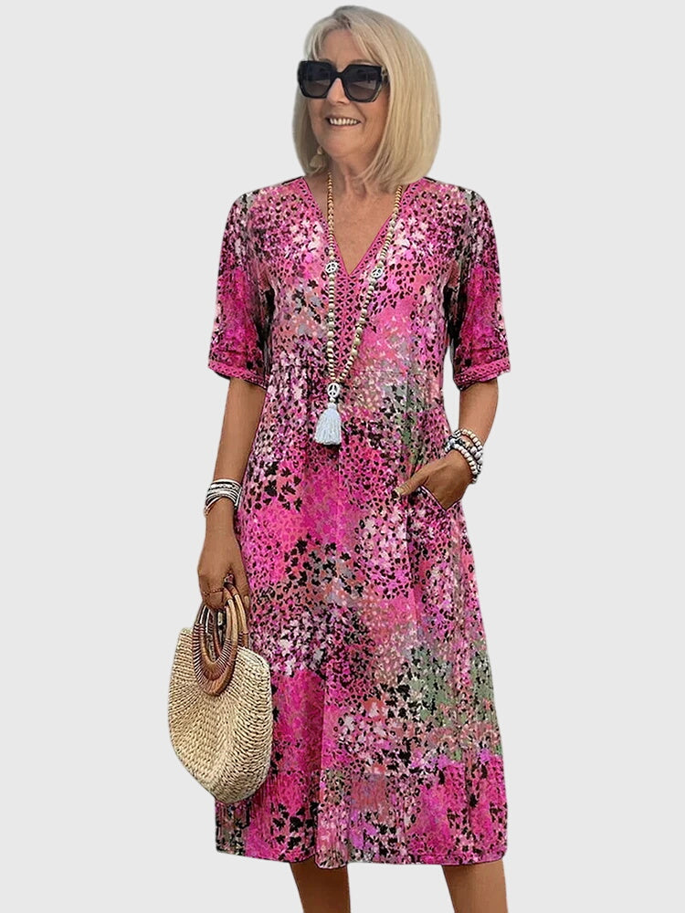 Yvonna™-| Elegant Floral Midi Dress
