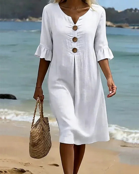 Michelle | Breathable Linen Shirt Dress