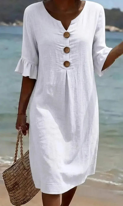 Michelle | Breathable Linen Shirt Dress
