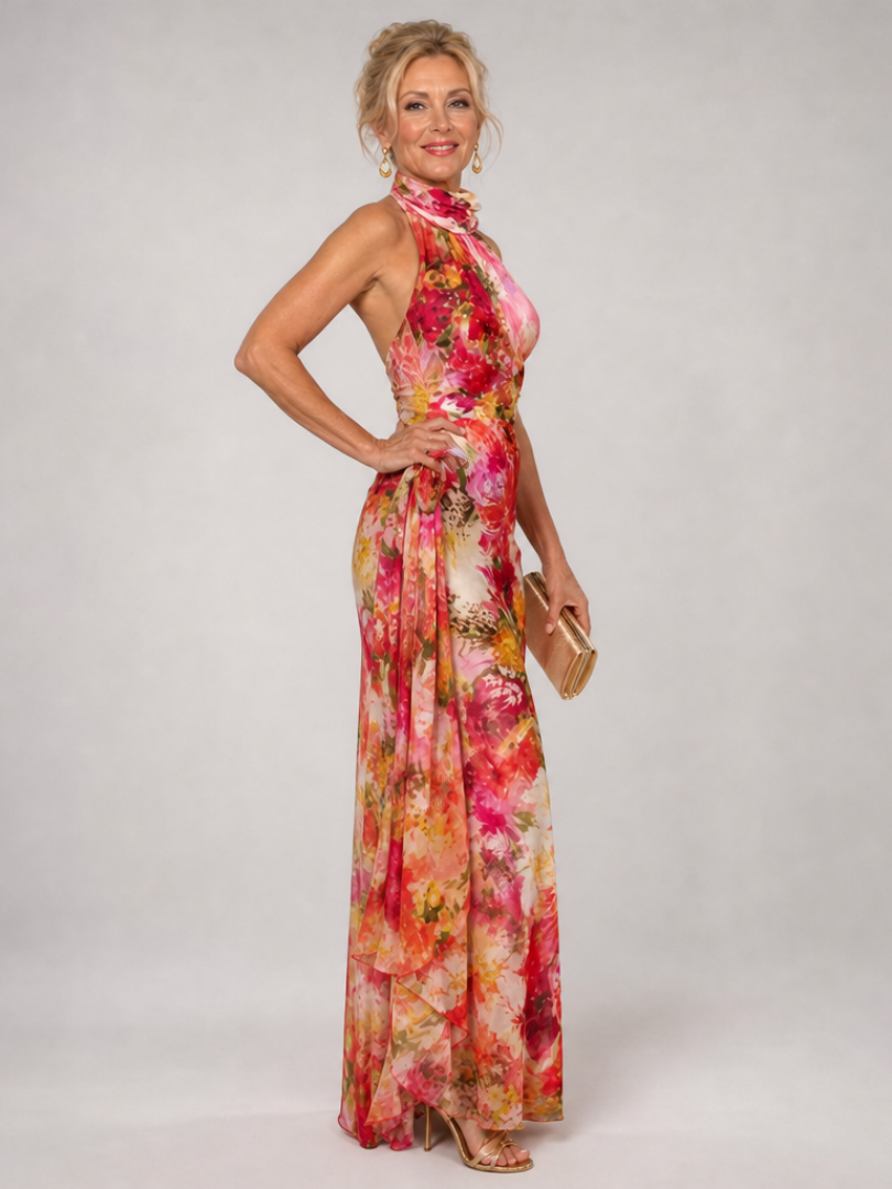 Elissa | Halter Neck Floral Maxi Dress