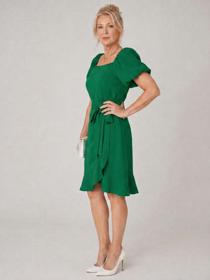 Ruosa | Short Puff Sleeve Side Tie Detail Mini Dress