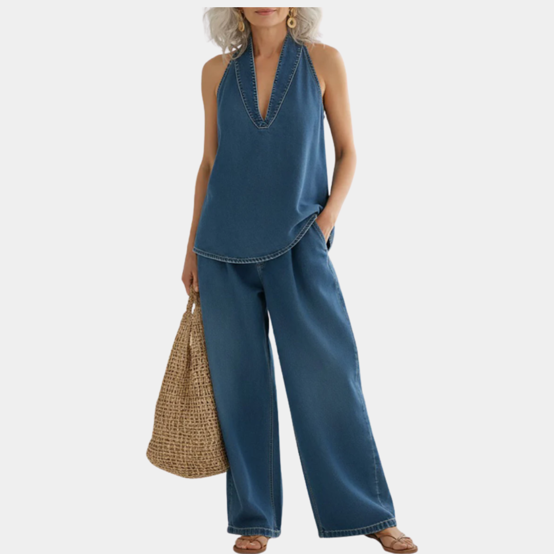 Ivy™ | Vintage Washed Denim Two-Piece Set