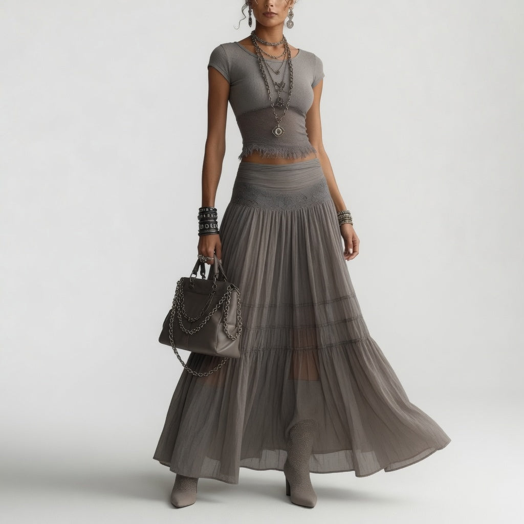 Delphine | Elegant Flowing Gray Ensemble
