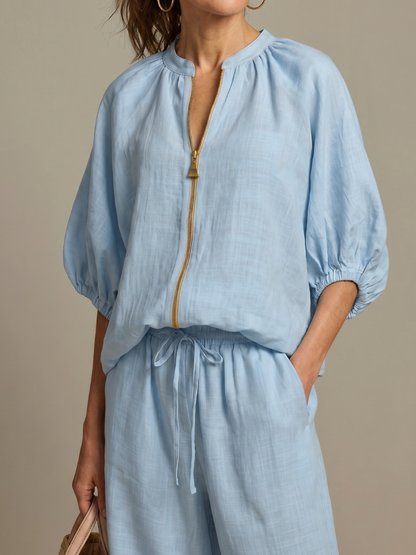 Stella | Casual Zip Blouson Top