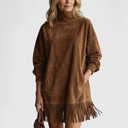 Sheri | Cozy Suede Fringe Dress