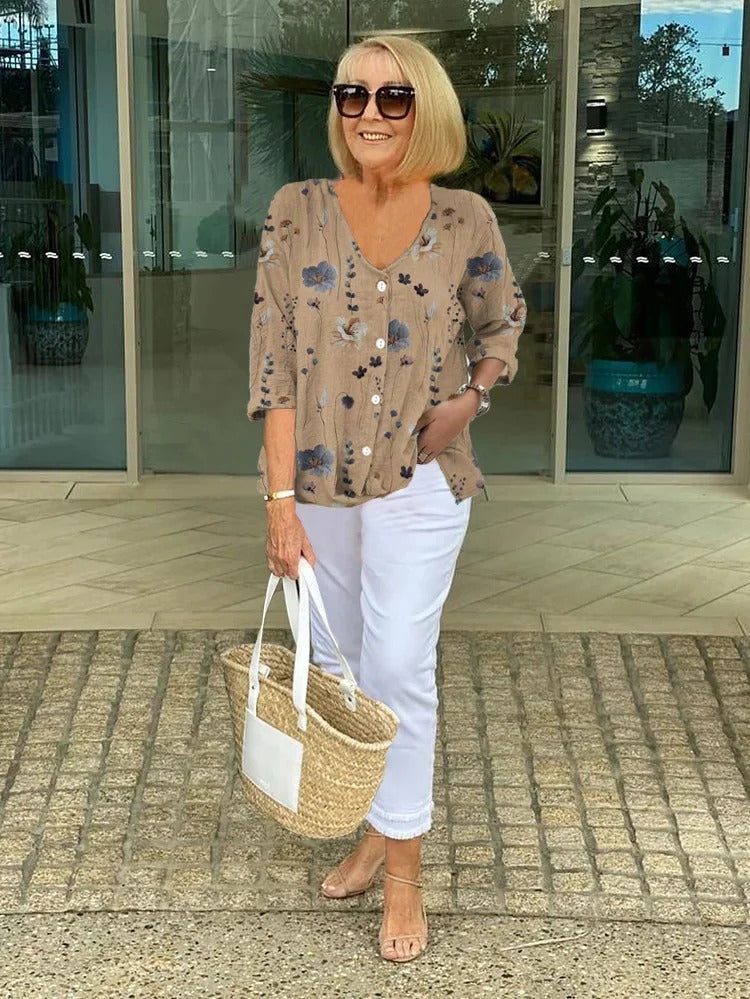 Evelyn | Floral Button Tunic Top
