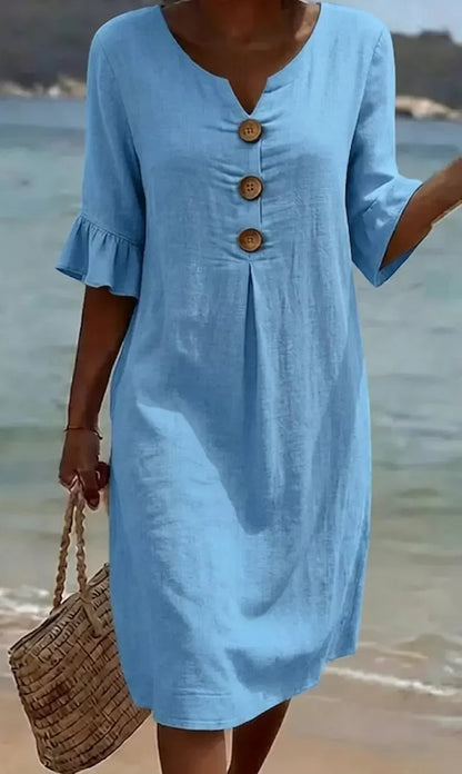 Michelle | Breathable Linen Shirt Dress