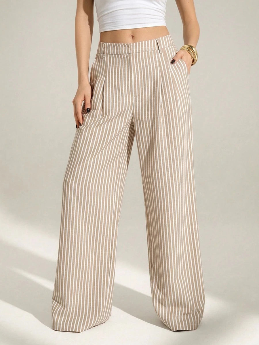 High Waist Pleated Wide Leg Pants