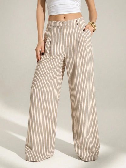 High Waist Pleated Wide Leg Pants