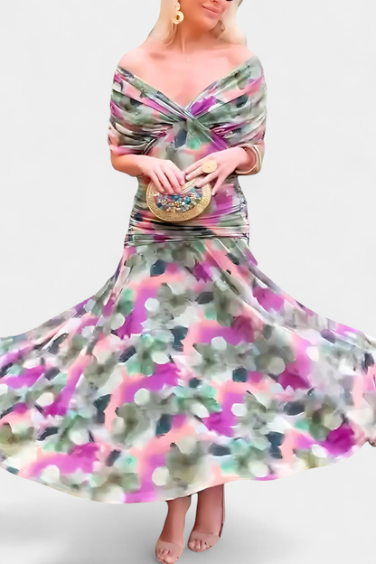 Elowen | Long floral dress with V-neck