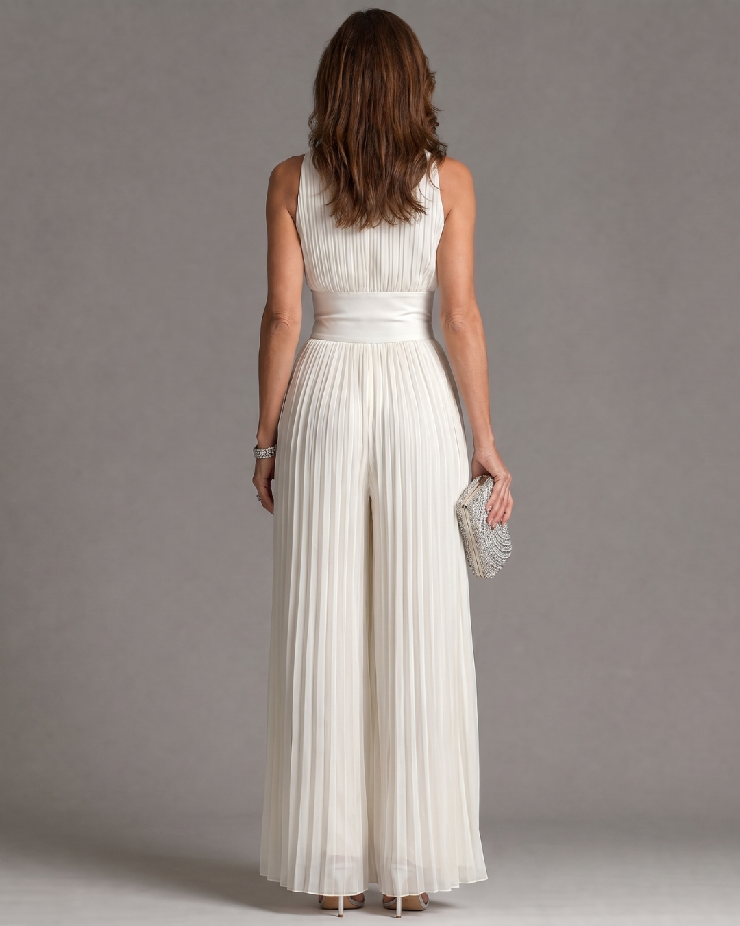 Avery | Pleated Halter Neck Wide Leg Jumpsuit