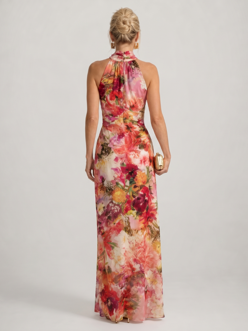Elissa | Halter Neck Floral Maxi Dress