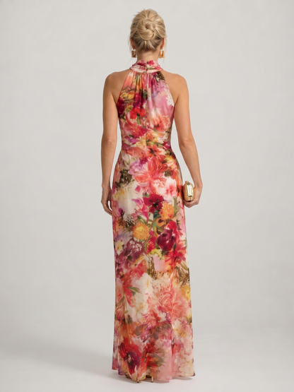 Elissa | Halter Neck Floral Maxi Dress