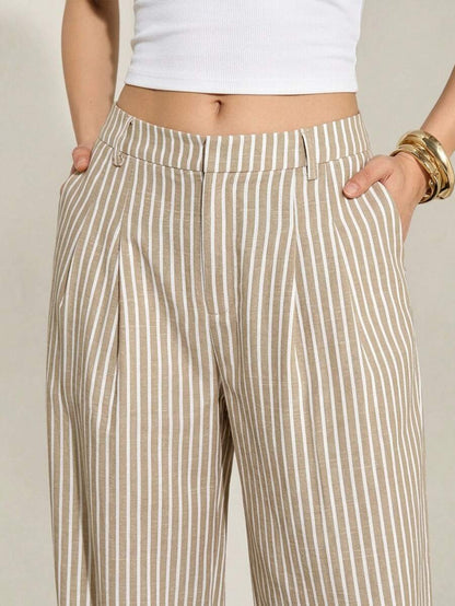 High Waist Pleated Wide Leg Pants