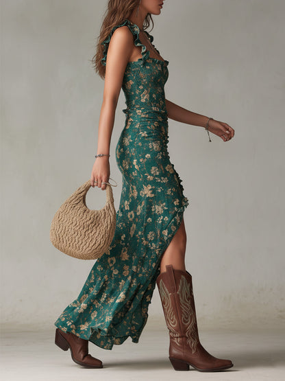 Gabriella | Boho Retro Ruffled Dress