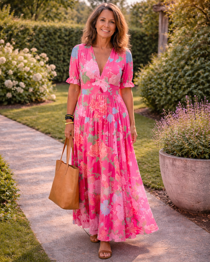 Lily | Floral V-Neck Maxi Dress