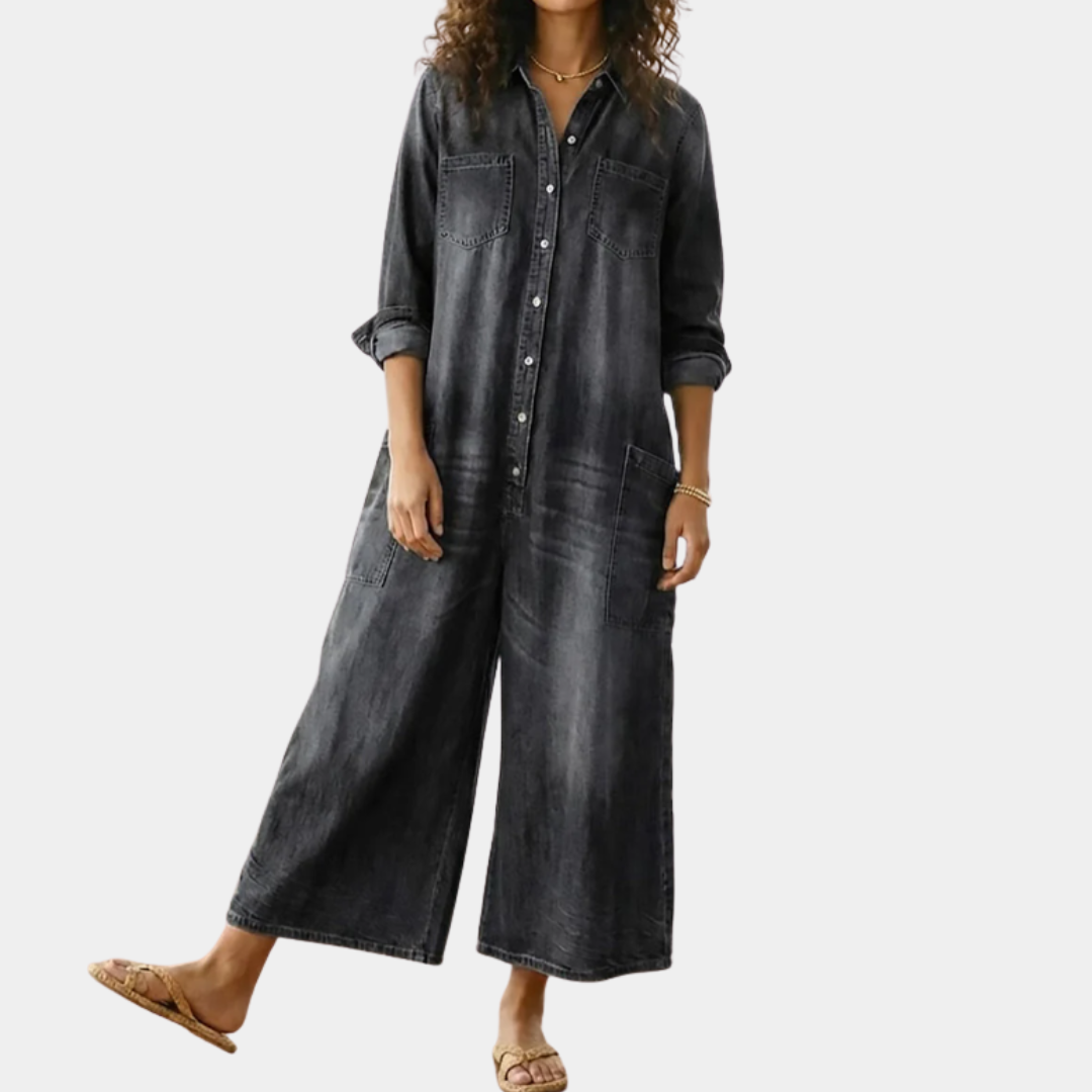 Diana™ | Vintage Denim Jumpsuit with Buttons