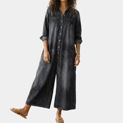 Diana™ | Vintage Denim Jumpsuit with Buttons