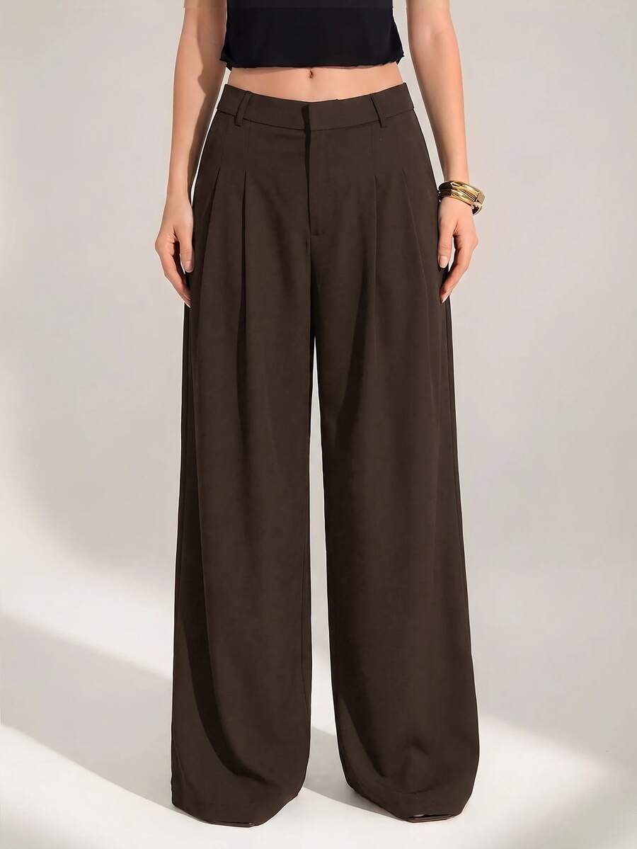 High Waist Pleated Wide Leg Pants