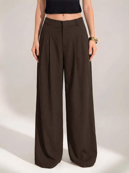 High Waist Pleated Wide Leg Pants