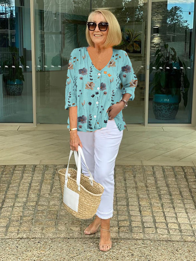 Evelyn | Floral Button Tunic Top