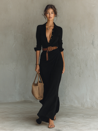 Amelia | Maxi Dress with Lapel Collar