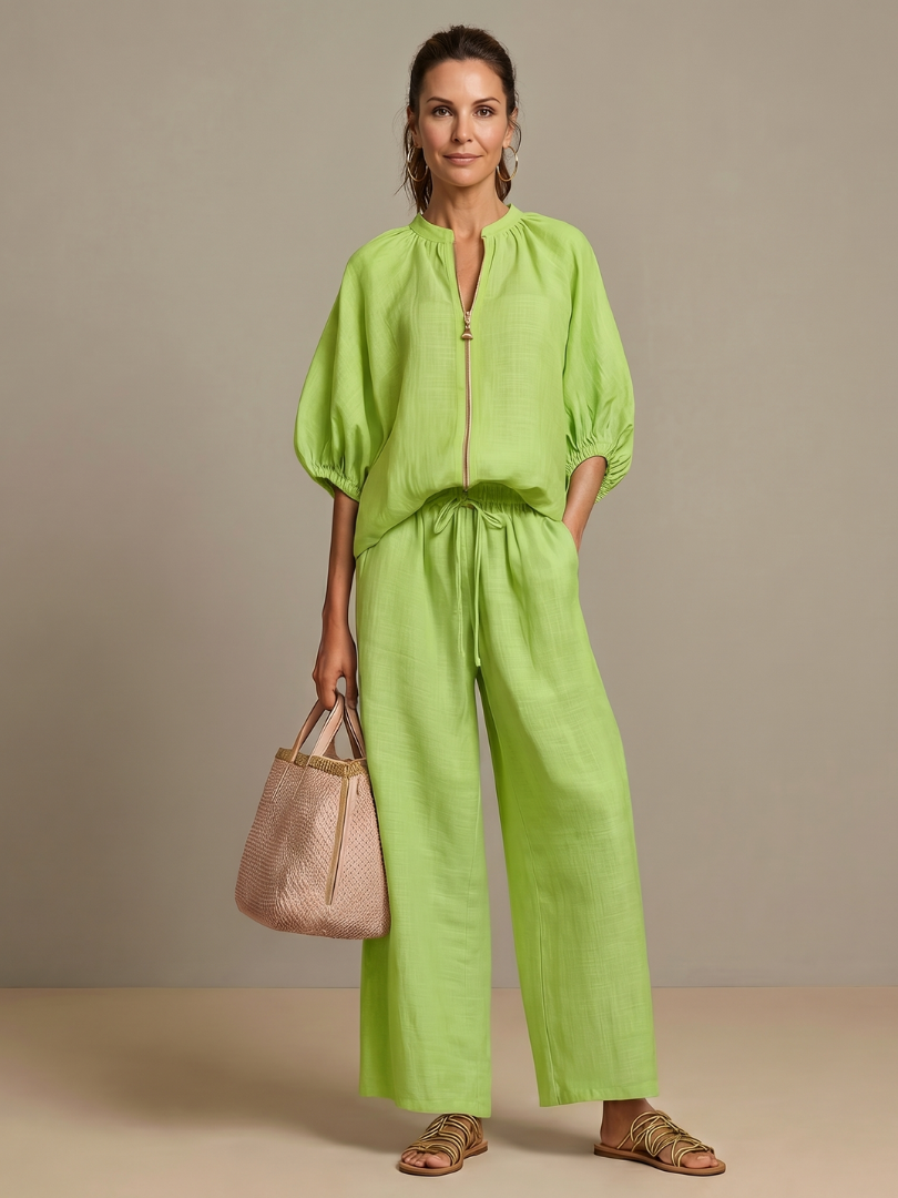Stella | Casual Zip Blouson Top