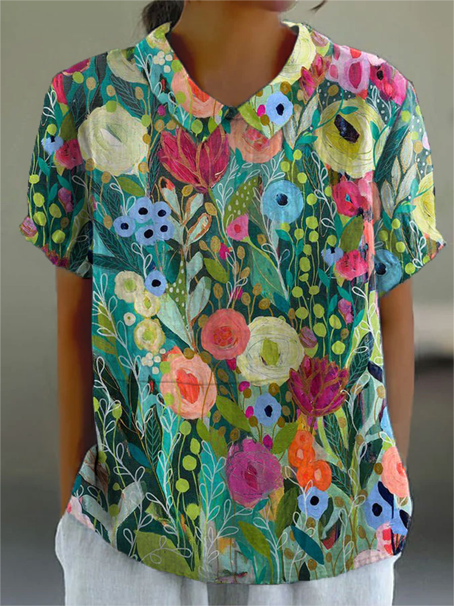 Ella | Summer Watercolor Floral Shirt