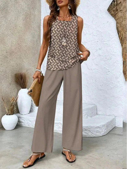 Ovelynra™ | Sleeveless Blouse & Wide-Leg Trousers