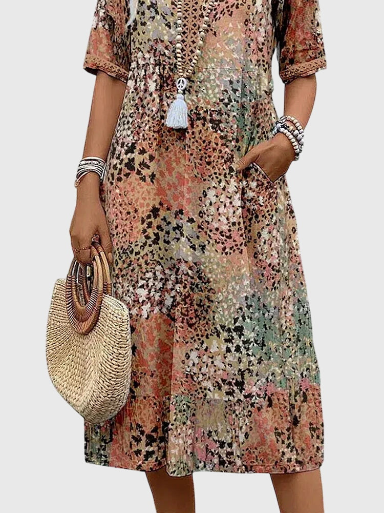 Yvonna™-| Elegant Floral Midi Dress