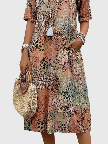 Yvonna™-| Elegant Floral Midi Dress