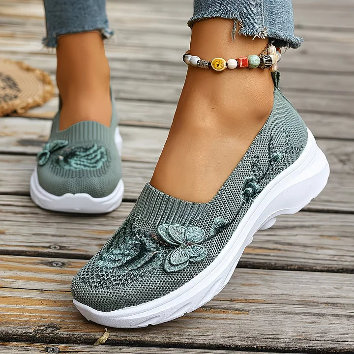 Leetha | Butterfly Embroidered Loafers