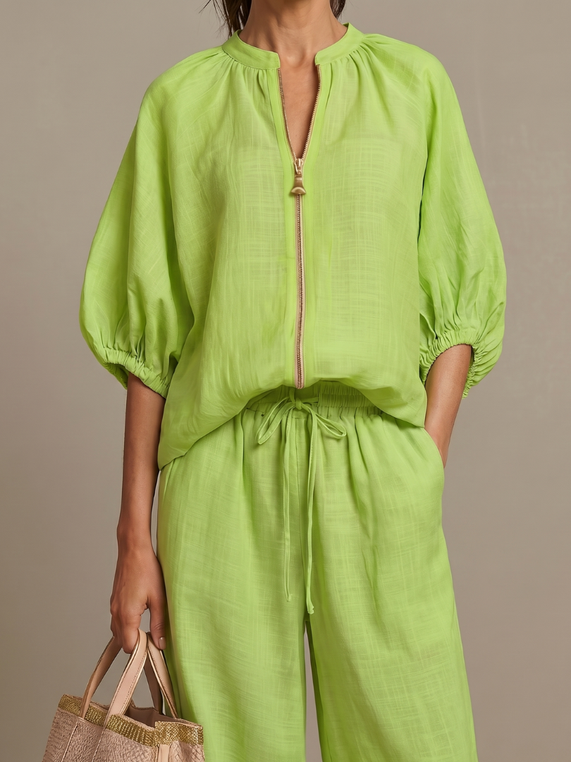 Stella | Casual Zip Blouson Top