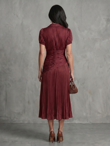 Theodora™ | Pleated Waist Stripe Midi Dress