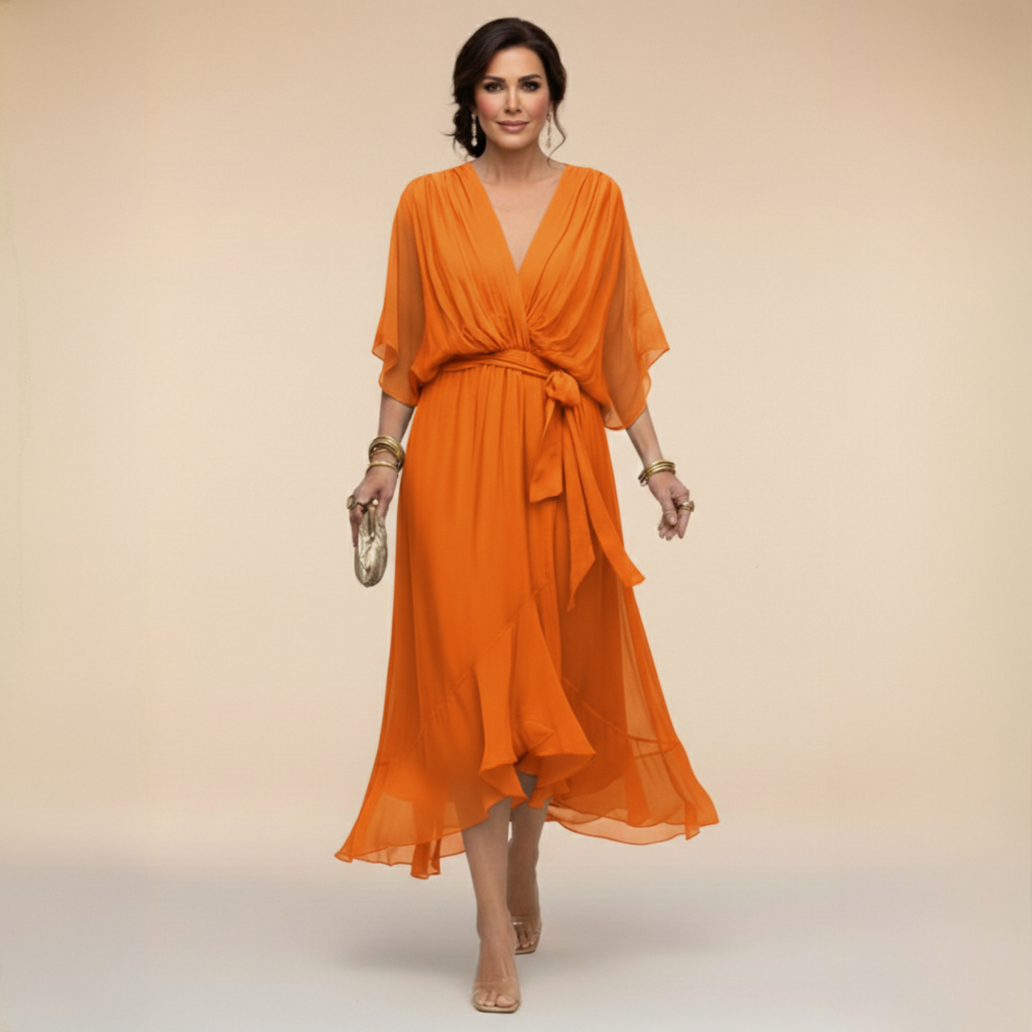 Sarah™ | Sandra Chiffon V-Neck Dress